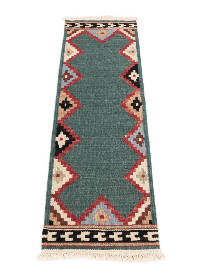 Detail image of 1' 1 x 3' 6 Hand Woven Kilim Modern Wool Runner Rug