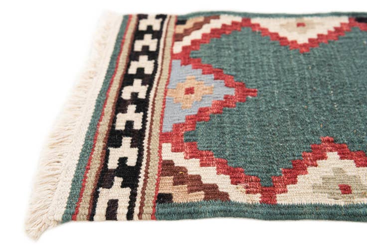 Detail image of 1' 1 x 3' 6 Hand Woven Kilim Modern Wool Runner Rug