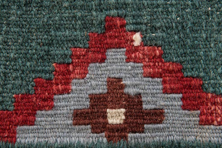 Detail image of 1' 1 x 3' 6 Hand Woven Kilim Modern Wool Runner Rug