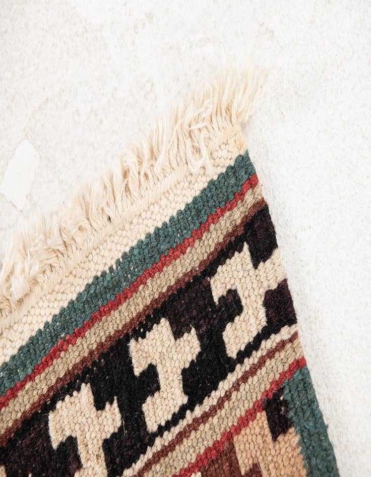 Detail image of 1' 1 x 3' 6  Hand Woven Kilim Modern Wool Runner Rug