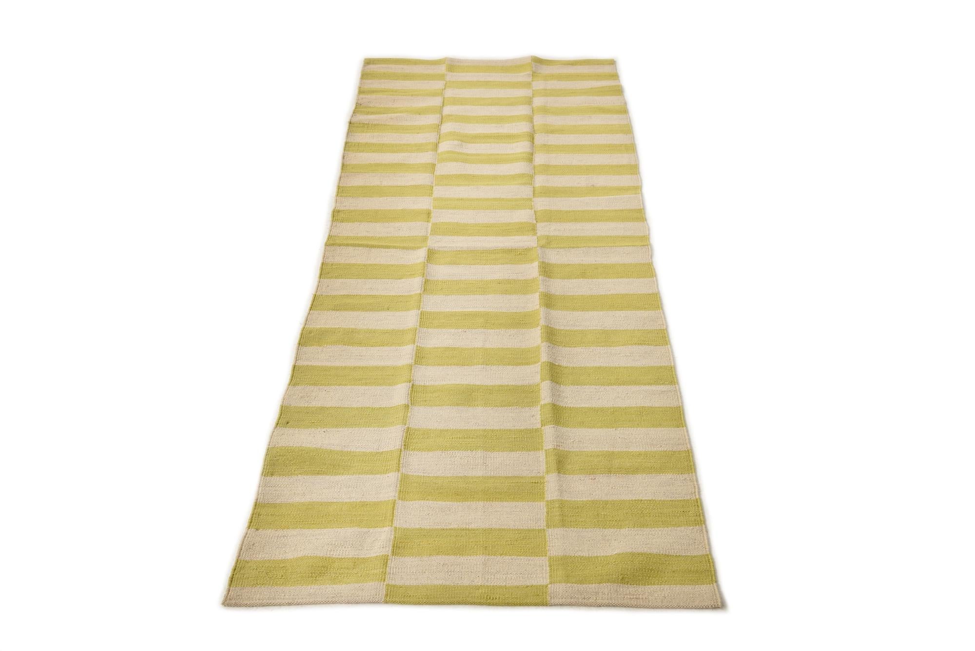 2' 8 x 7' 10 Hand Woven Kilim Modern Wool Runner Rug