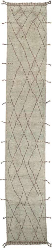 3' 1 x 18' 7 Hand Knotted Moroccan Wool Runner Rug