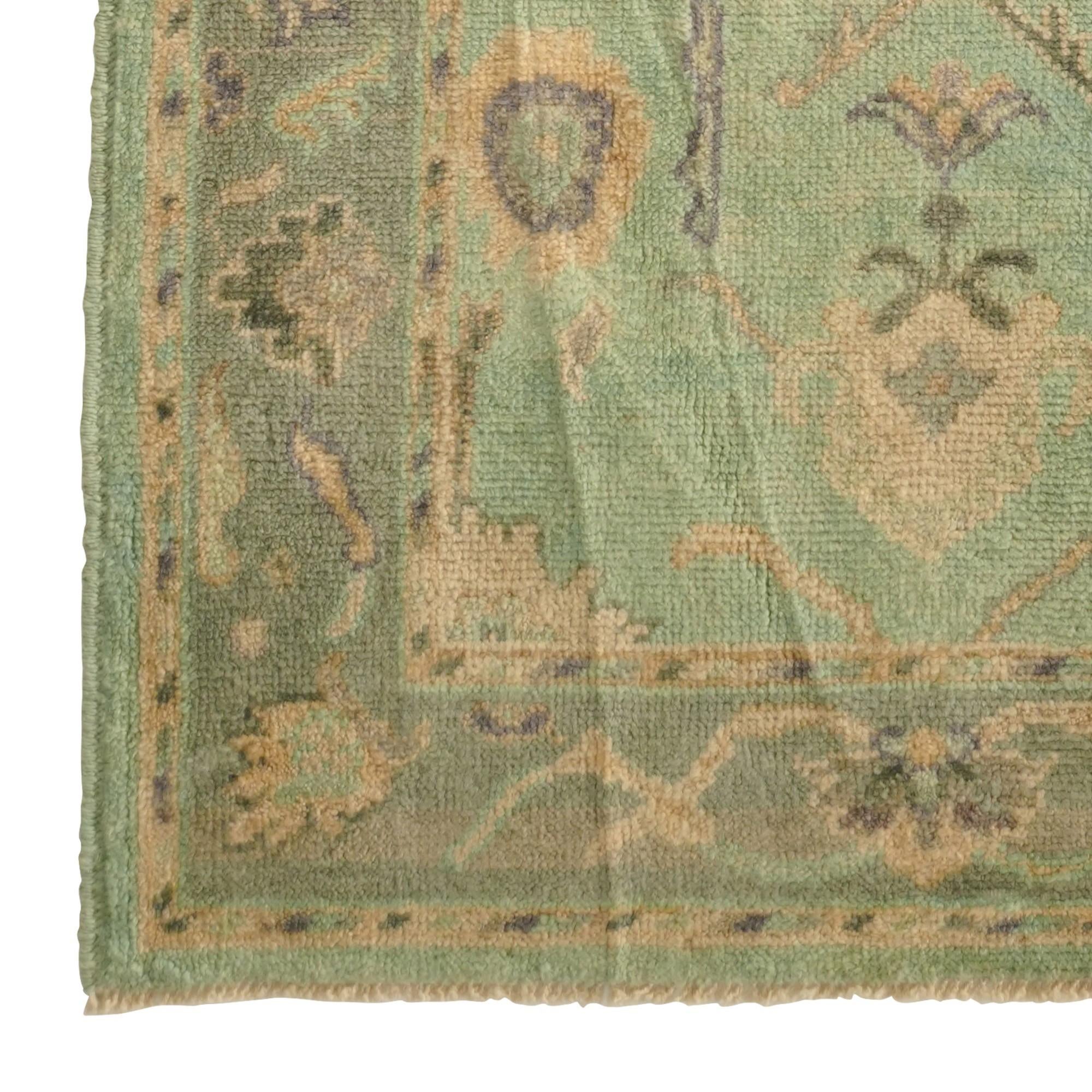 2' 11 x 9' 9 Hand Knotted Oushak Wool Runner Rug