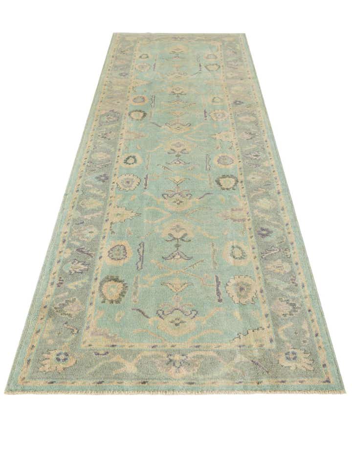2' 11 x 9' 9 Hand Knotted Oushak Wool Runner Rug