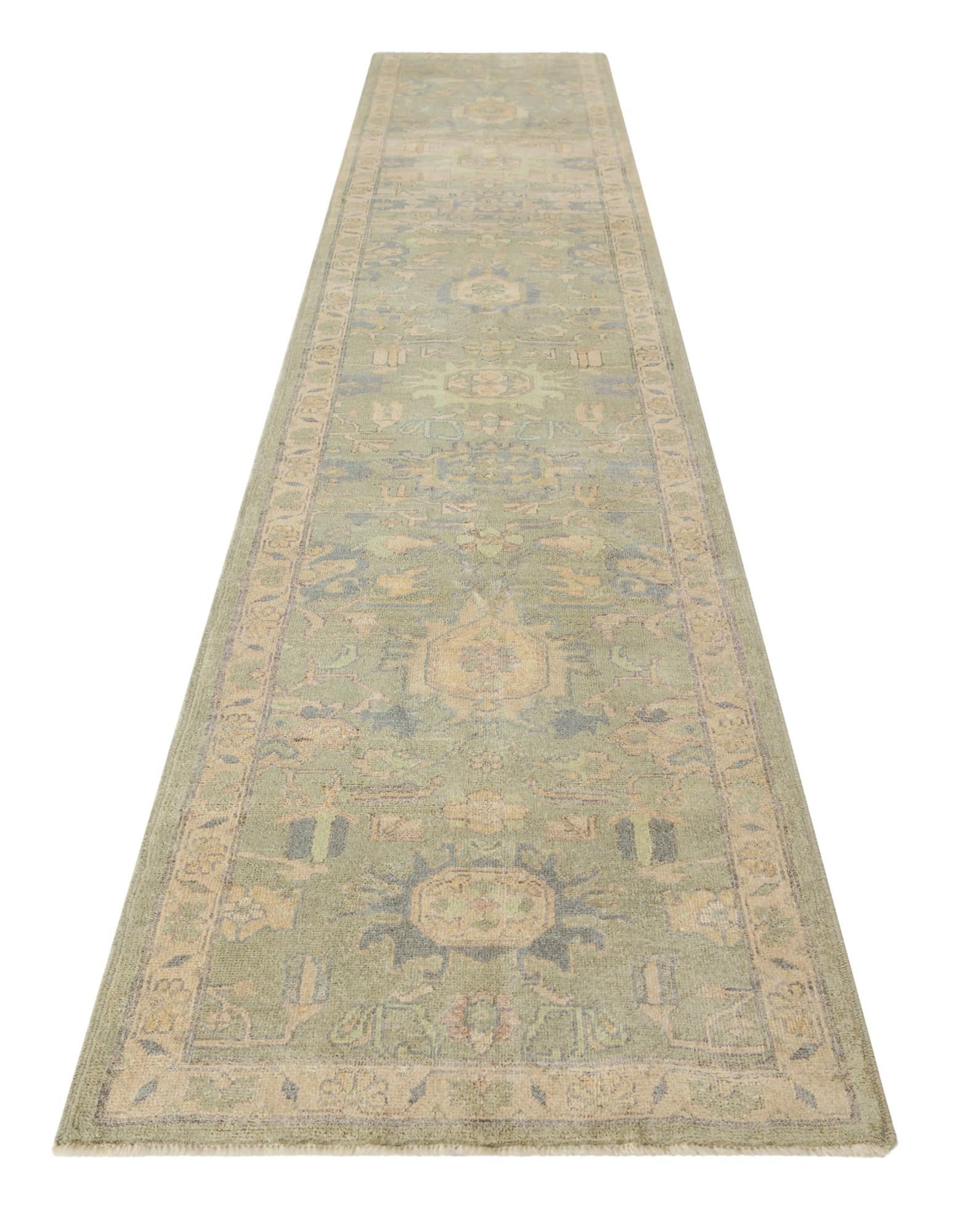 2' 10 x 14' 9 Hand Knotted Oushak Wool Runner Rug
