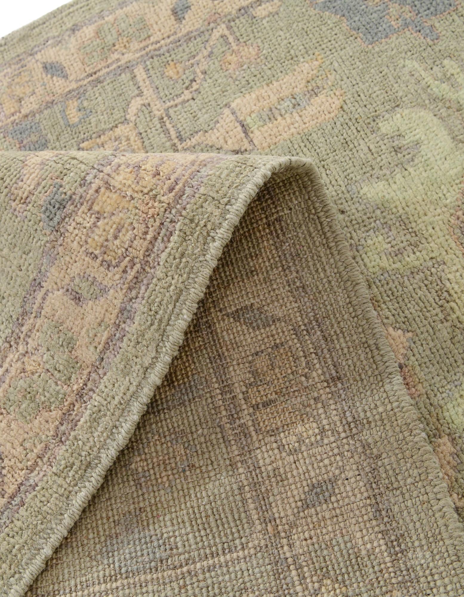 2' 10 x 14' 9 Hand Knotted Oushak Wool Runner Rug