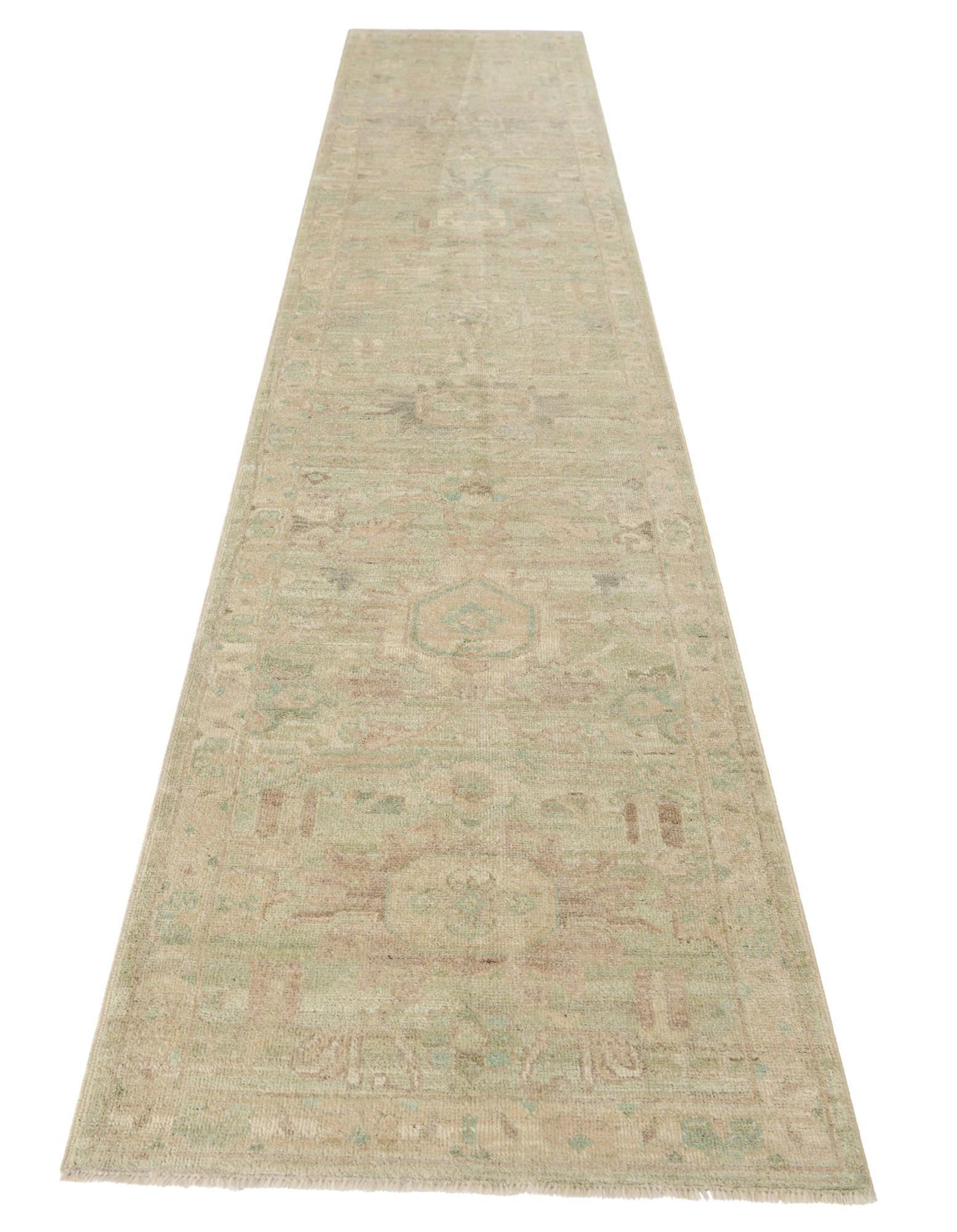 2' 9 x 13' 8 Hand Knotted Oushak Wool Runner Rug