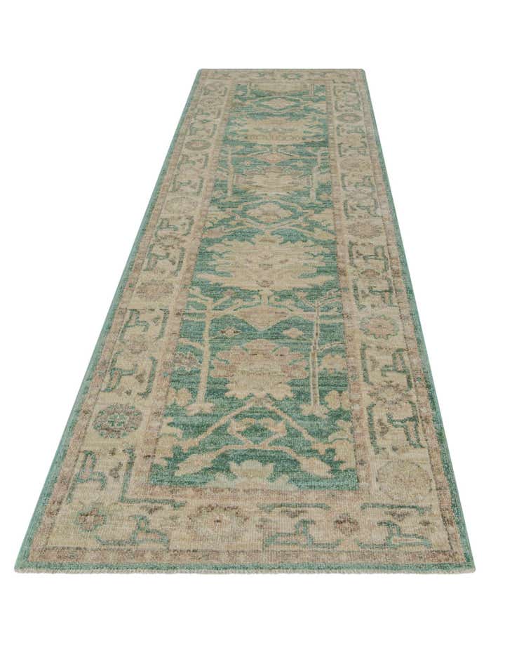 2' 9 x 9' 5 Hand Knotted Oushak Wool Runner Rug