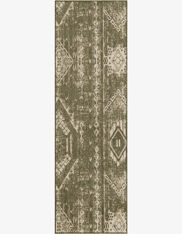 Green Easy-Clean Bohemian Indoor / Outdoor Runner Rug