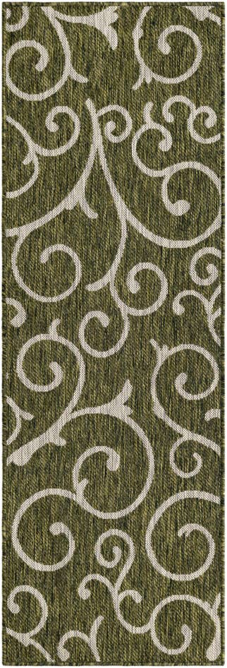 Detail image of 2' x 6' Easy-Clean Botanical Indoor / Outdoor Runner Rug