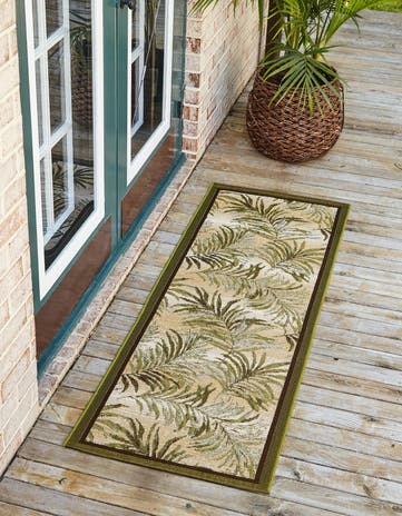 2' 7 x 10' Easy-Clean Botanical Indoor / Outdoor Runner Rug