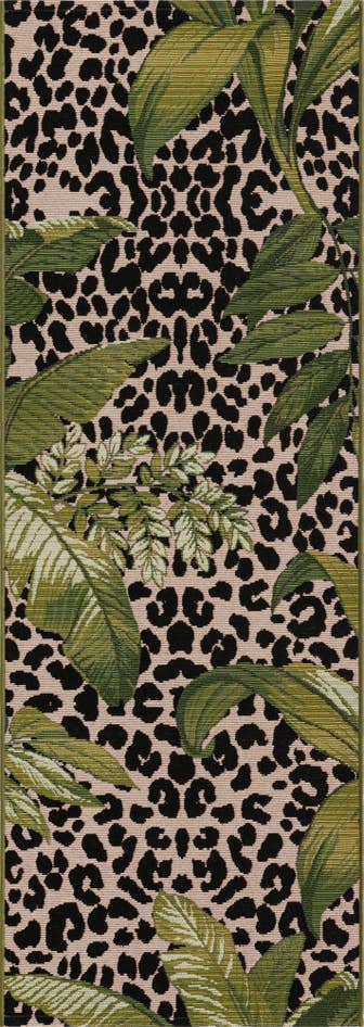 Detail image of 2' x 6' Easy-Clean Botanical Indoor / Outdoor Runner Rug