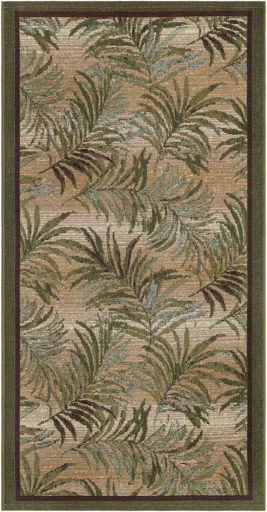 2' 7 x 5' 3 Easy-Clean Botanical Indoor / Outdoor Runner Rug