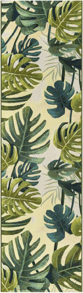 2' 7 x 10' Easy-Clean Botanical Indoor / Outdoor Runner Rug
