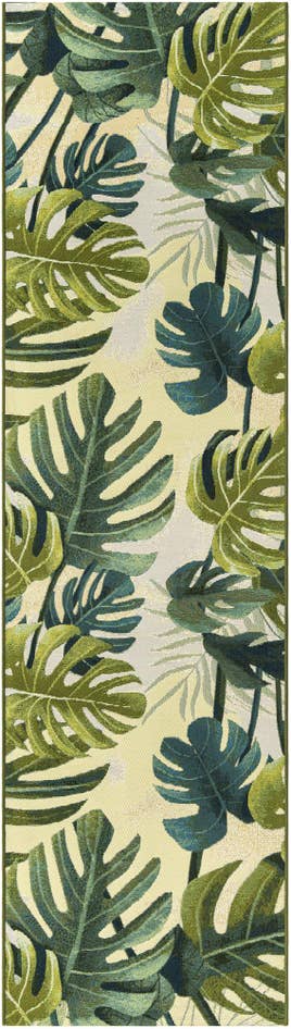 Detail image of 2' 7 x 10' Easy-Clean Botanical Indoor / Outdoor Runner Rug