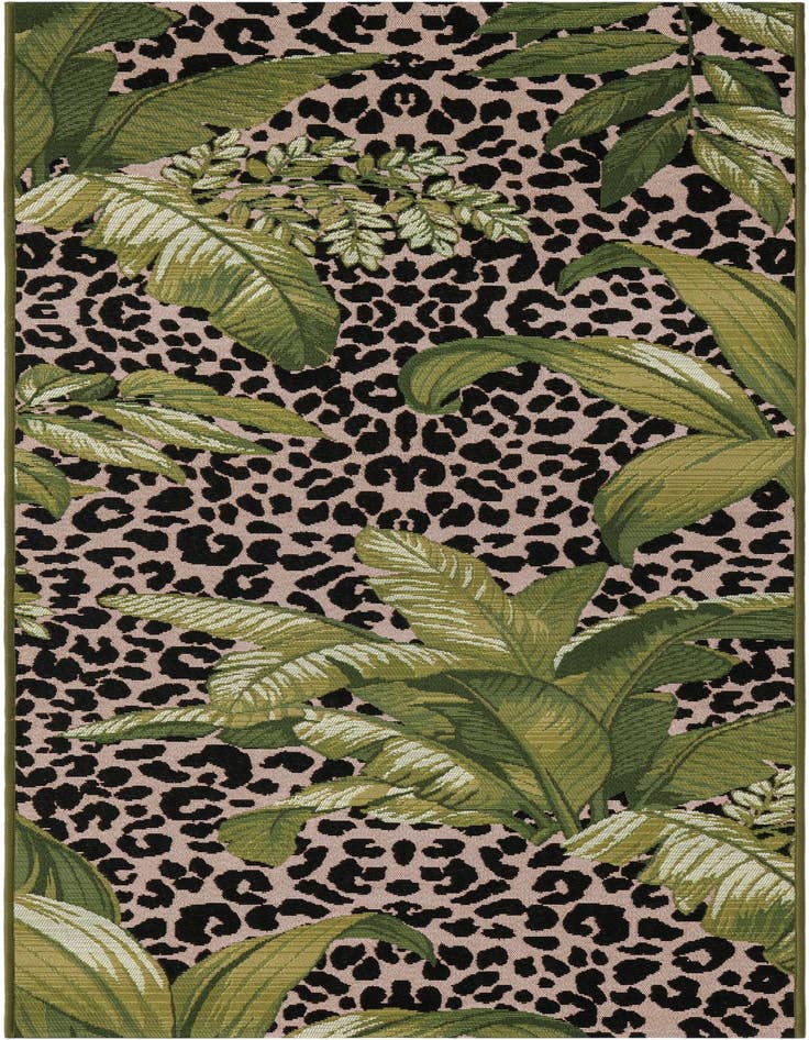 Detail image of 2' 7 x 7' Easy-Clean Botanical Indoor / Outdoor Runner Rug