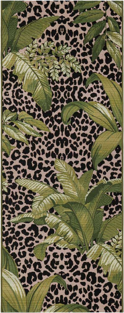 2' 7 x 7' Easy-Clean Botanical Indoor / Outdoor Runner Rug
