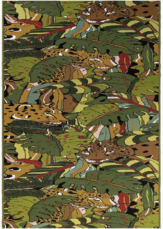 2' 7 x 10' Easy-Clean Botanical Indoor / Outdoor Runner Rug