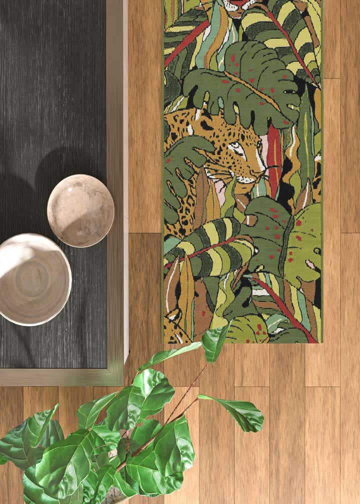 2' x 8' Easy-Clean Botanical Indoor / Outdoor Runner Rug