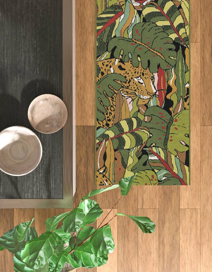 Detail image of 2' x 5'  Washable Botanical Indoor / Outdoor Runner Rug