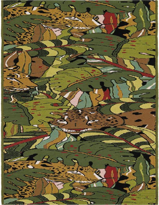 Detail image of 2' x 8' Easy-Clean Botanical Indoor / Outdoor Runner Rug