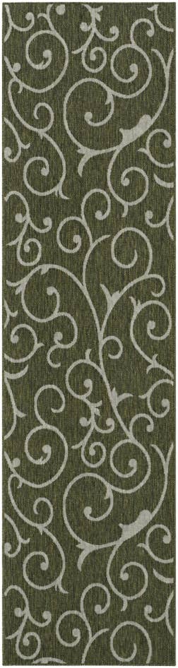 Detail image of 2' 7 x 10' Easy-Clean Botanical Indoor / Outdoor Runner Rug