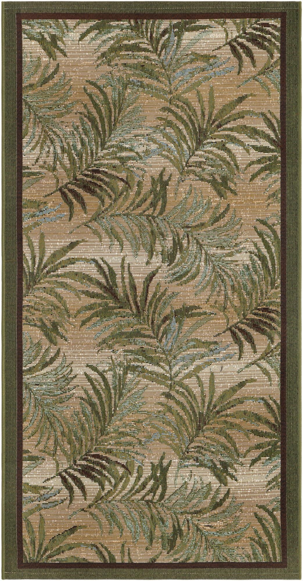 2' 7 x 5' 3  Washable Botanical Indoor / Outdoor Runner Rug