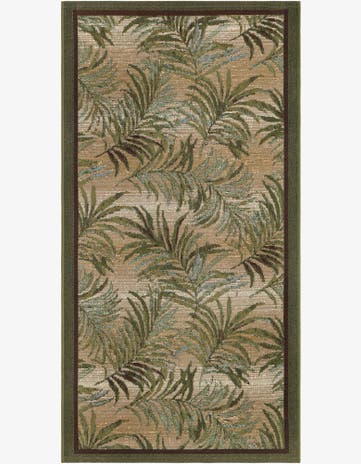 Green Easy-Clean Botanical Indoor / Outdoor Runner Rug