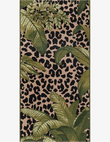 Green Easy-Clean Botanical Indoor / Outdoor Runner Rug