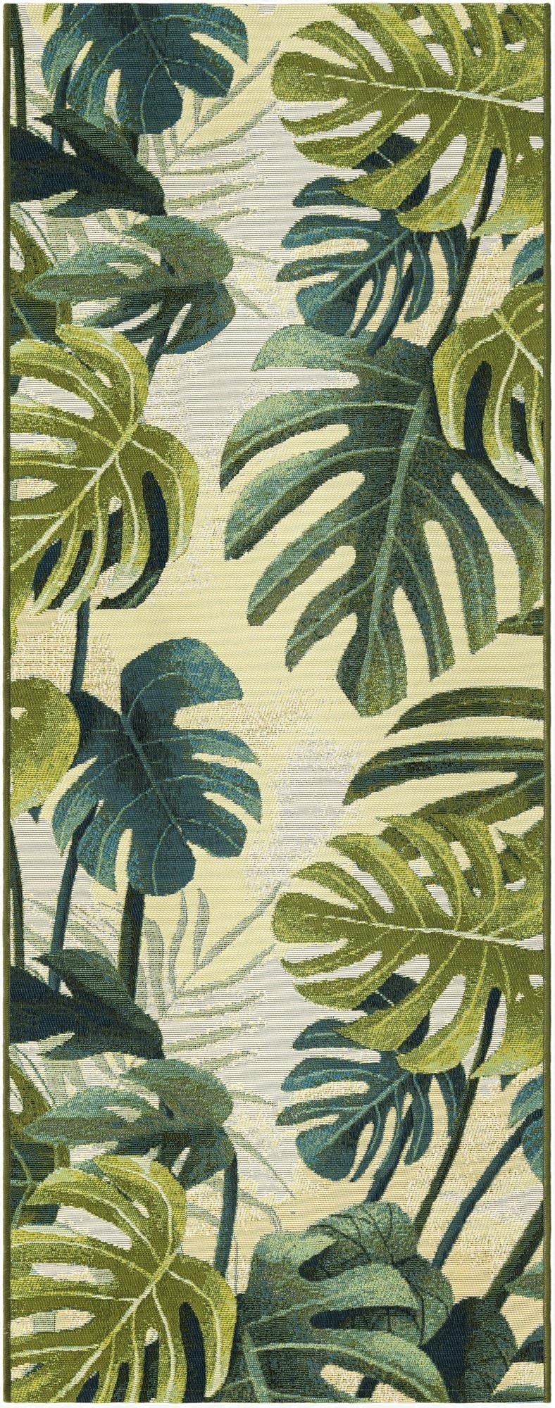 Primary image 2' 7 x 7'  Washable Botanical Indoor / Outdoor Runner Rug