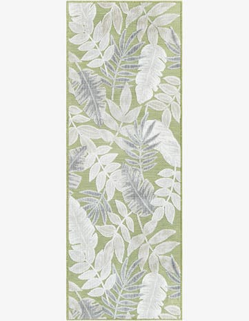 Green Easy-Clean Botanical Indoor / Outdoor Runner Rug