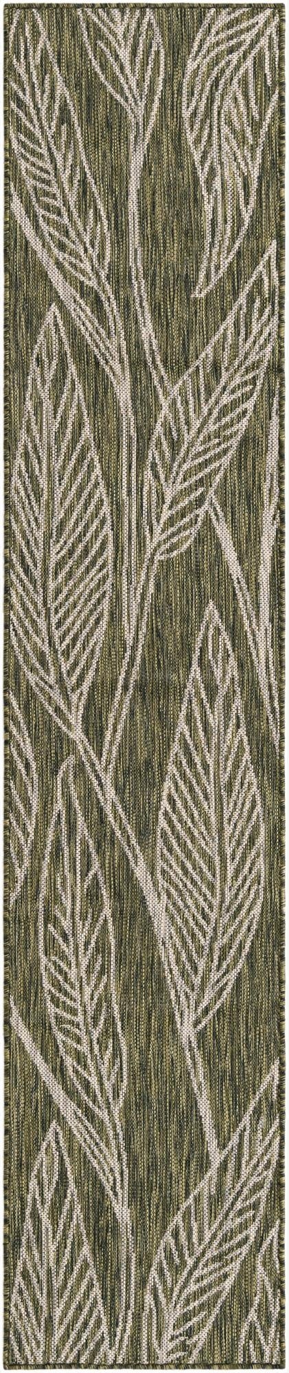 1' 6 x 8'  Washable Botanical Indoor / Outdoor Runner Rug
