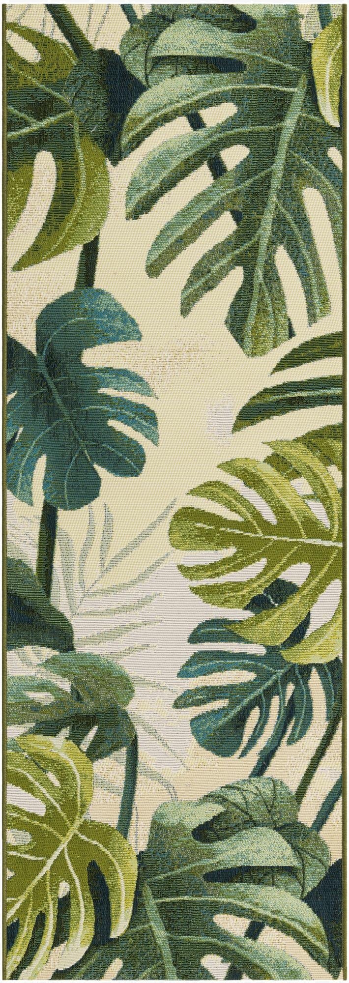 Primary image 2' x 6'  Washable Botanical Indoor / Outdoor Runner Rug