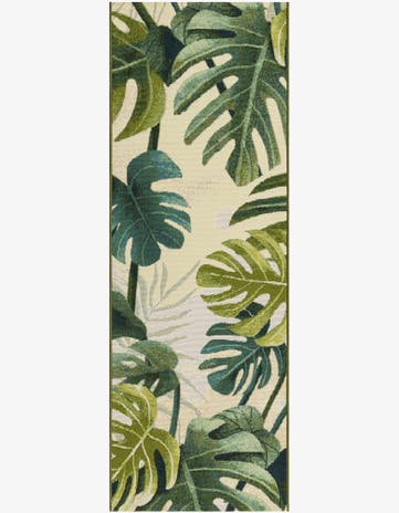 Green Easy-Clean Botanical Indoor / Outdoor Runner Rug