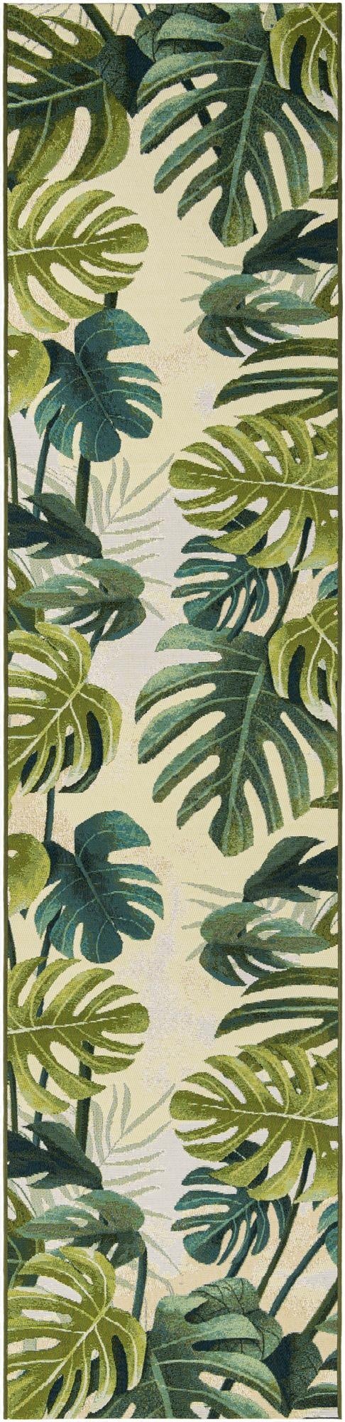 Primary image 2' 7 x 12'  Washable Botanical Indoor / Outdoor Runner Rug