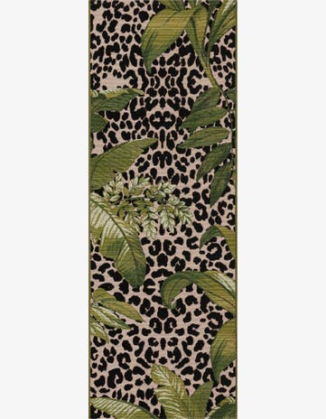Green Easy-Clean Botanical Indoor / Outdoor Runner Rug