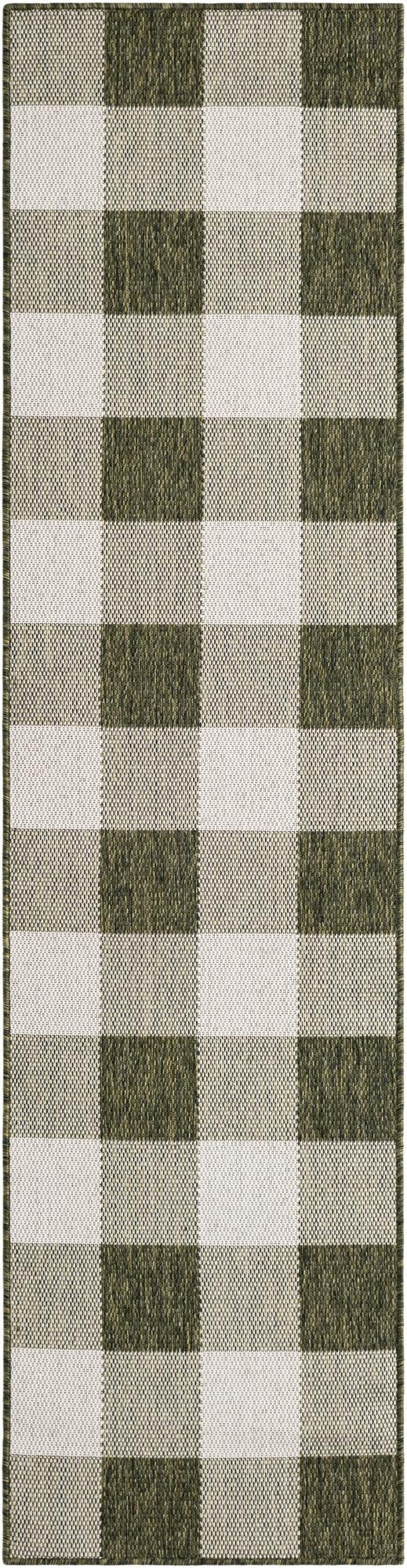 2' x 8'  Washable Checkered Indoor / Outdoor Runner Rug