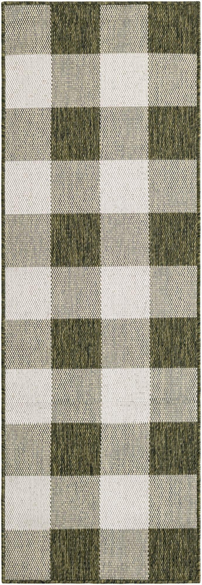 2' x 6'  Washable Checkered Indoor / Outdoor Runner Rug