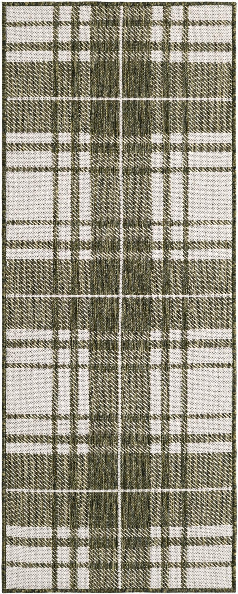 2' x 5' 3  Washable Checkered Indoor / Outdoor Runner Rug