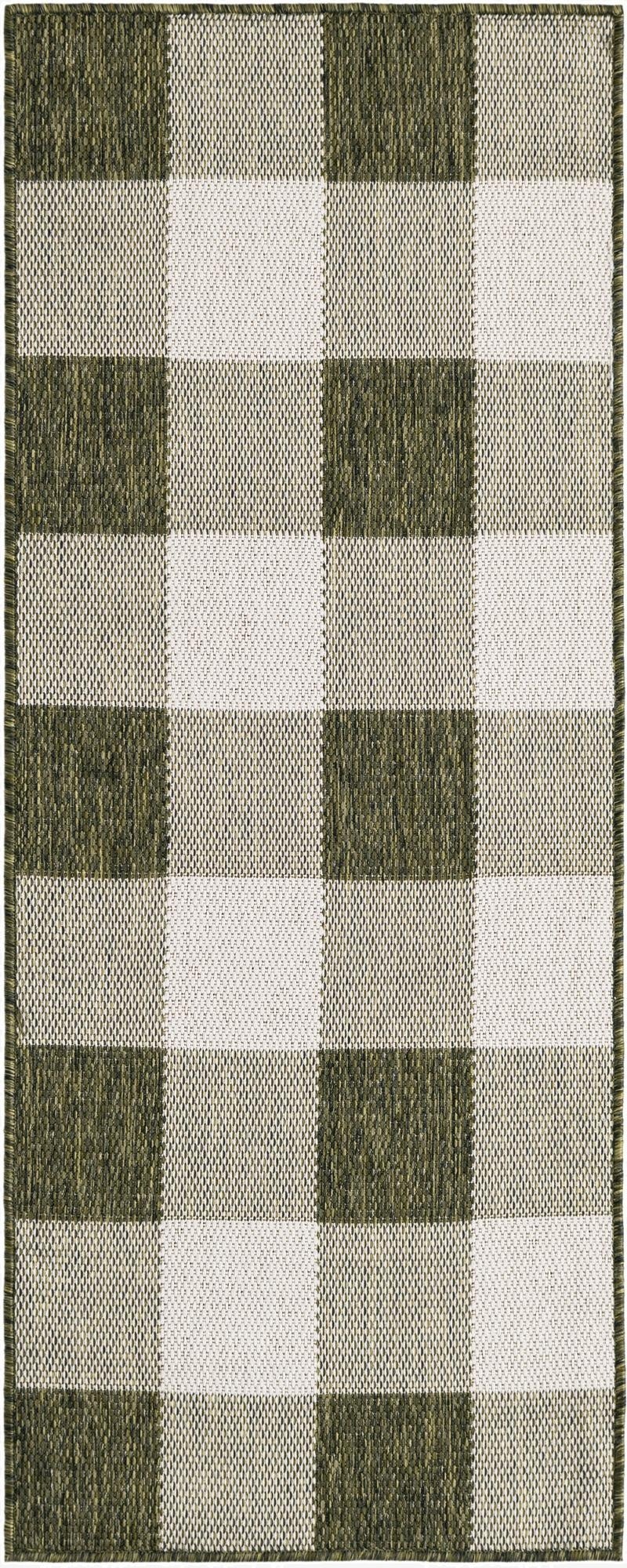 2' x 5' 3  Washable Checkered Indoor / Outdoor Runner Rug