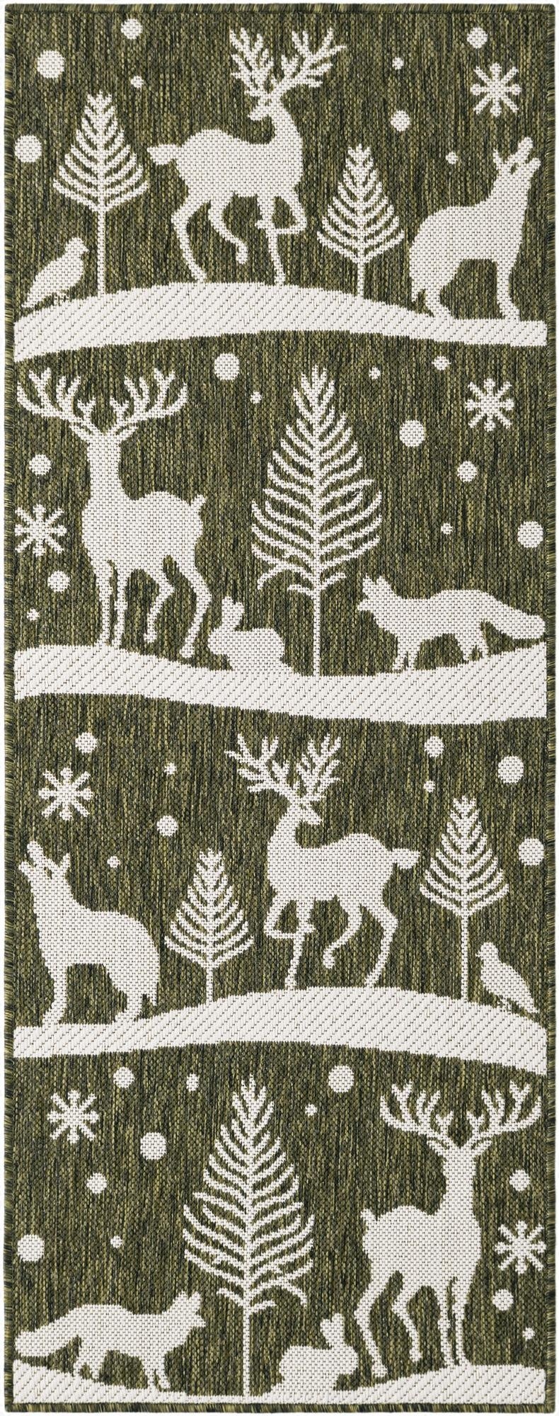 2' x 5' 3  Washable Holiday Indoor / Outdoor Runner Rug