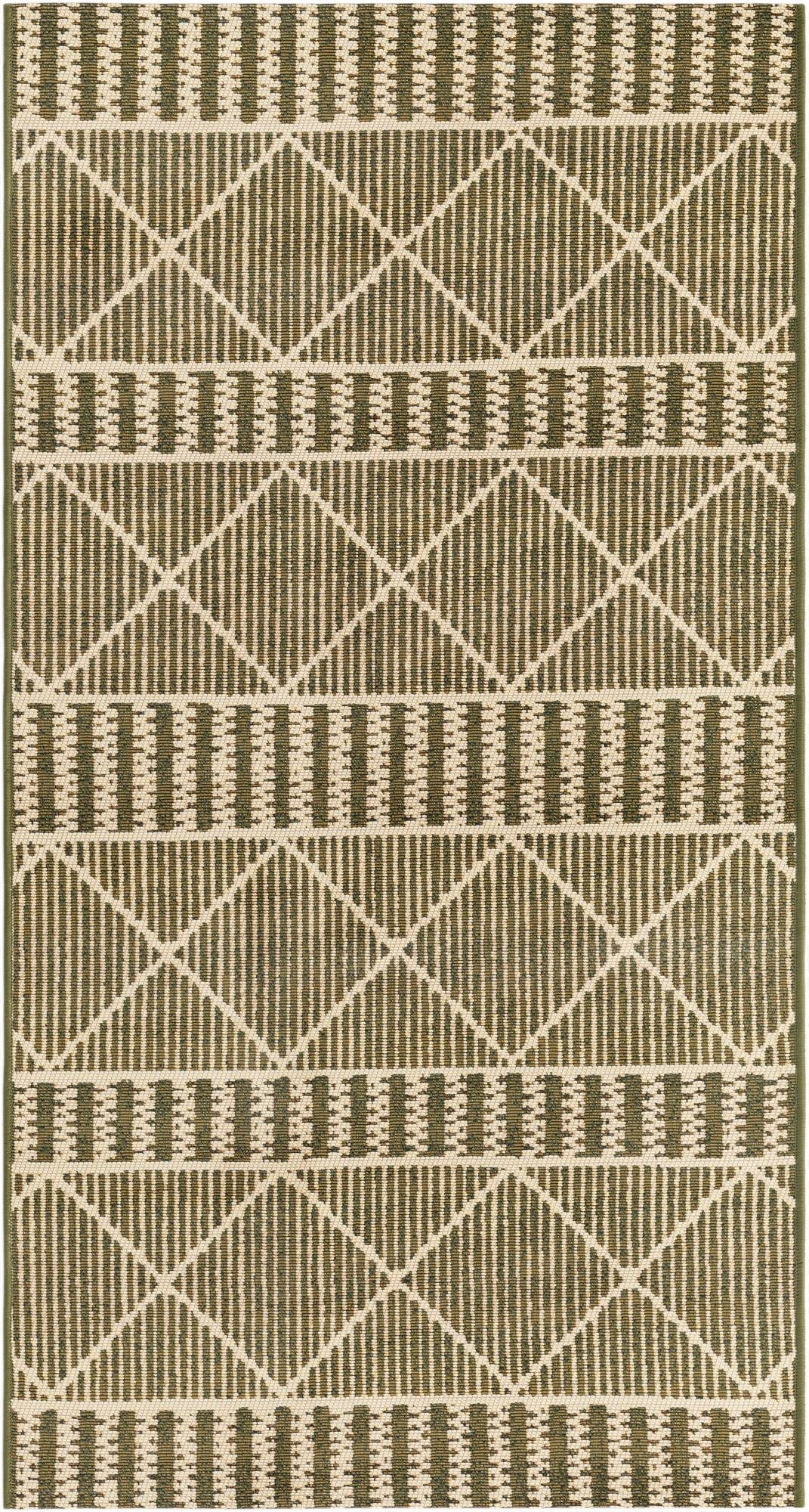 2' 7 x 5' 3 Washable Lattice Indoor / Outdoor Runner Rug
