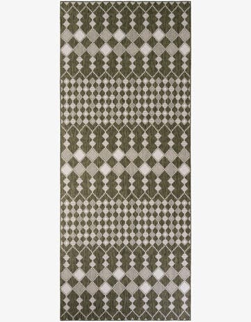 Green Easy-Clean Lattice Indoor / Outdoor Runner Rug
