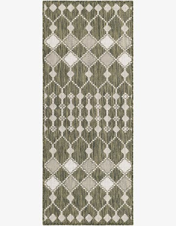 Green Easy-Clean Lattice Indoor / Outdoor Runner Rug