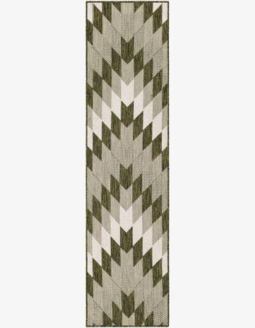 Green Easy-Clean Modern Indoor / Outdoor Runner Rug