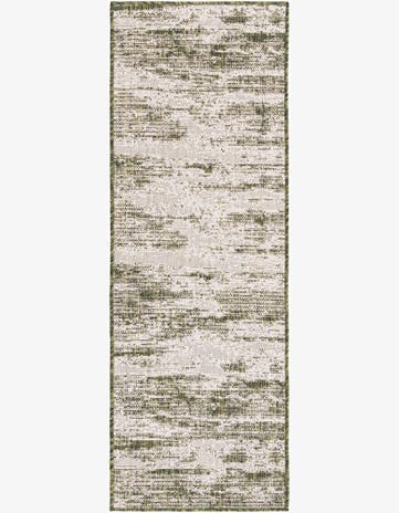 Green Easy-Clean Modern Indoor / Outdoor Runner Rug