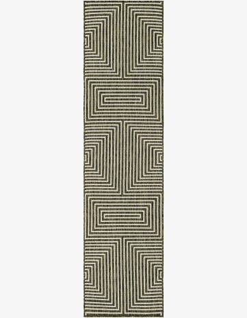 Green Easy-Clean Modern Indoor / Outdoor Runner Rug