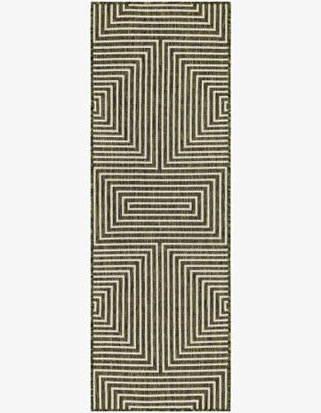 Green Easy-Clean Modern Indoor / Outdoor Runner Rug