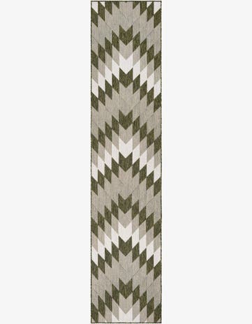 Green Easy-Clean Modern Indoor / Outdoor Runner Rug