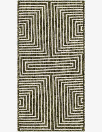 Green Easy-Clean Modern Indoor / Outdoor Runner Rug